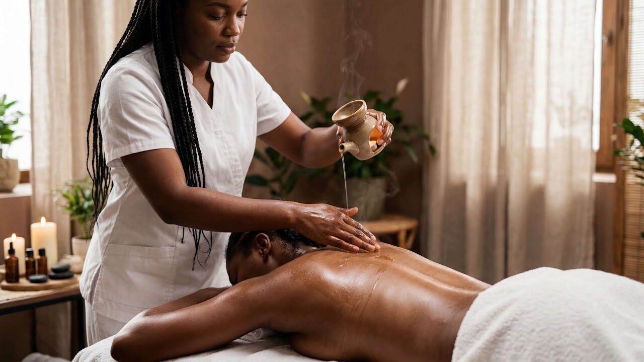 Warm oil during a hot oil massage